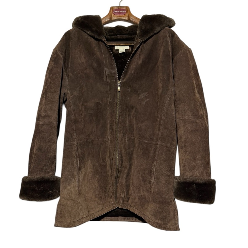 St John’s Bay Washable Suede Faux Fur Coat Chocolate Brown Women Size‎ XL Winter
